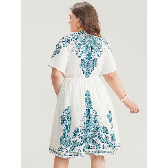 Bloomchic New Bandana Print Dress‎ with Pockets Size 26 4X Plus Size Summer - Picture 2 of 11